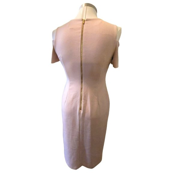Calvin Klein Pale Pink Dress Cold Shoulder Bodycon Sheath Woman's Size 6 VR601 - Picture 7 of 14